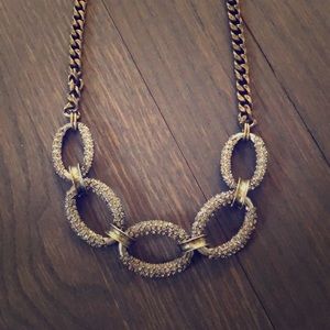 Brushed gold, stone link necklace